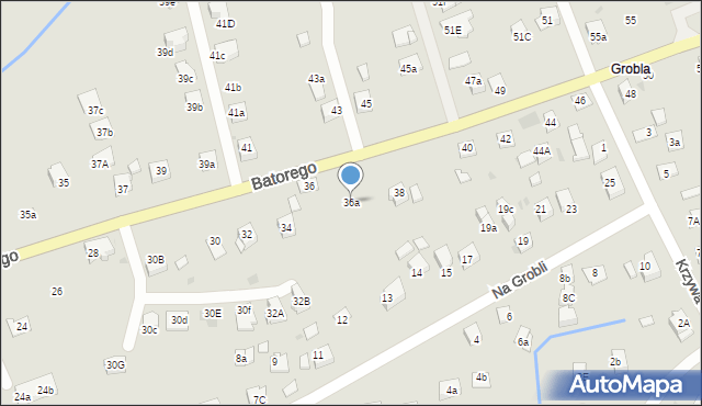 Niepołomice, Stefana Batorego, 36a, mapa Niepołomice