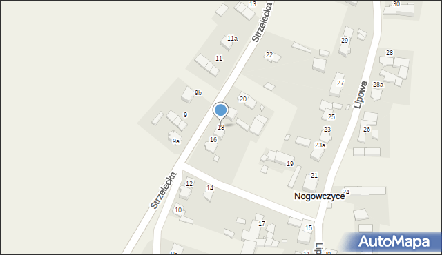 Nogowczyce, Strzelecka, 18, mapa Nogowczyce