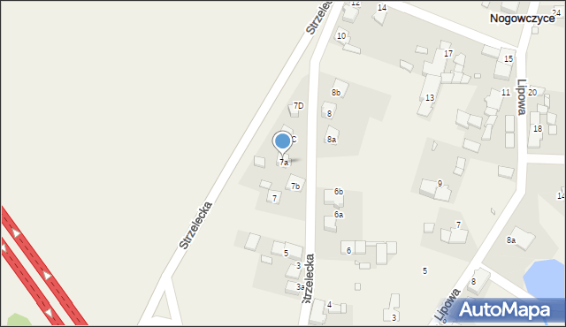 Nogowczyce, Strzelecka, 7a, mapa Nogowczyce