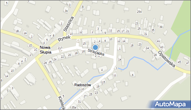 Nowa Słupia, Strażacka, 1A, mapa Nowa Słupia