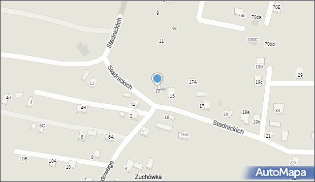 Nowy Sącz, Stadnickich, 13, mapa Nowego Sącza