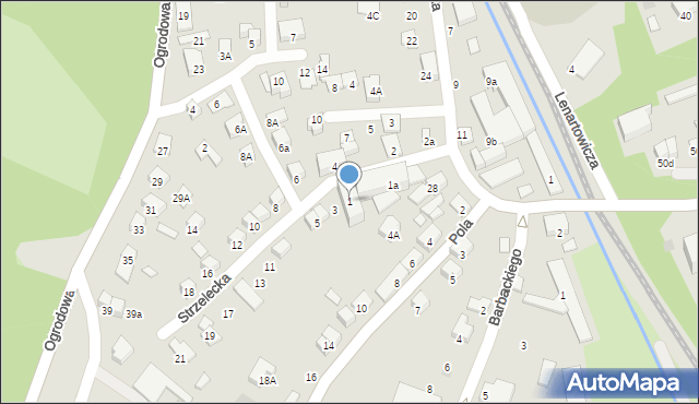 Nowy Sącz, Strzelecka, 1, mapa Nowego Sącza