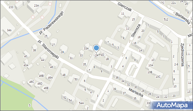 Nysa, Stwosza Wita, 1A, mapa Nysy