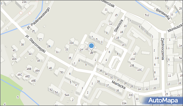 Nysa, Stwosza Wita, 1B, mapa Nysy