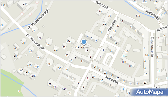 Nysa, Stwosza Wita, 1C, mapa Nysy