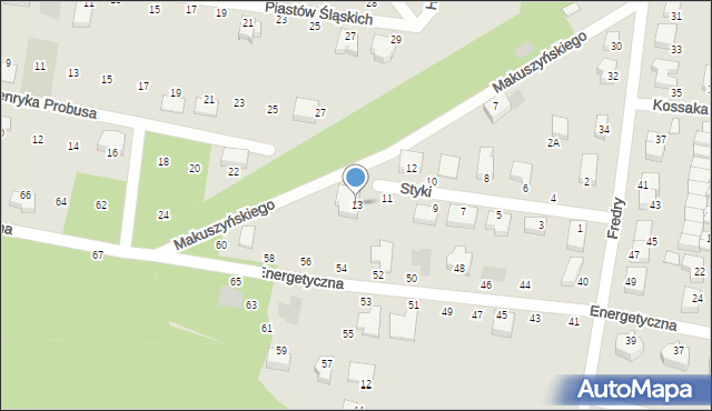 Oborniki Śląskie, Styki Jana, 13, mapa Oborniki Śląskie