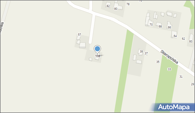 Olesin, Staropolska, 53B, mapa Olesin