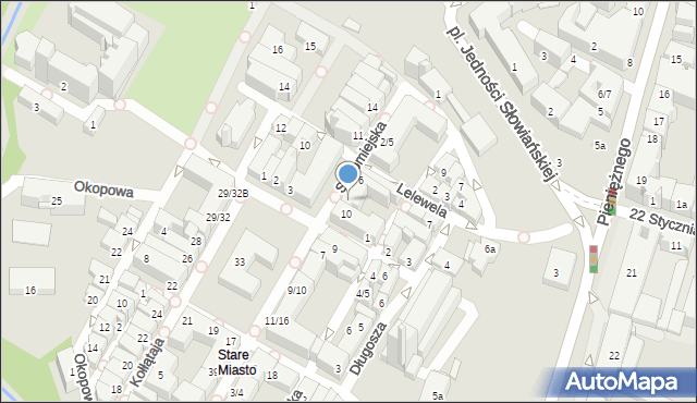 Olsztyn, Staromiejska, 8/9, mapa Olsztyna