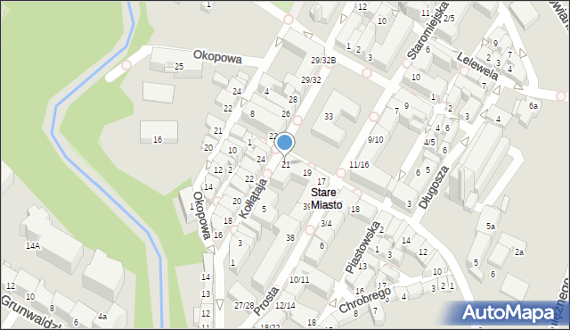 Olsztyn, Stare Miasto, 21, mapa Olsztyna