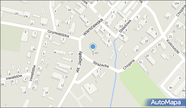 Olsztynek, Strażacka, 1, mapa Olsztynek