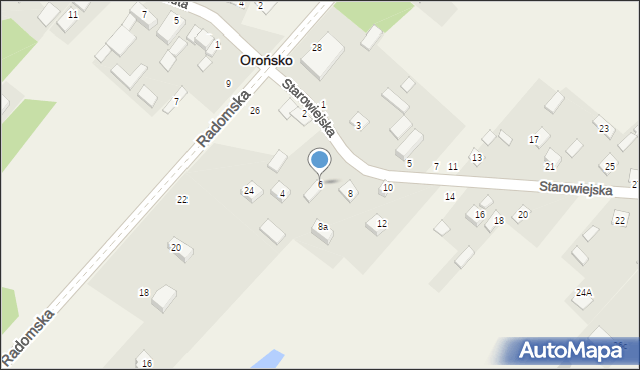 Orońsko, Starowiejska, 6, mapa Orońsko