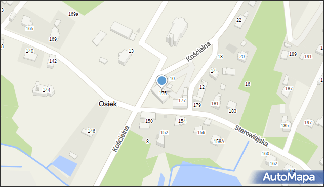 Osiek, Starowiejska, 175, mapa Osiek