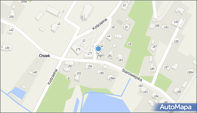Osiek, Starowiejska, 179, mapa Osiek