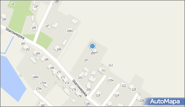 Osiek, Starowiejska, 205, mapa Osiek