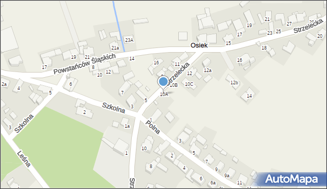 Osiek, Strzelecka, 10A, mapa Osiek