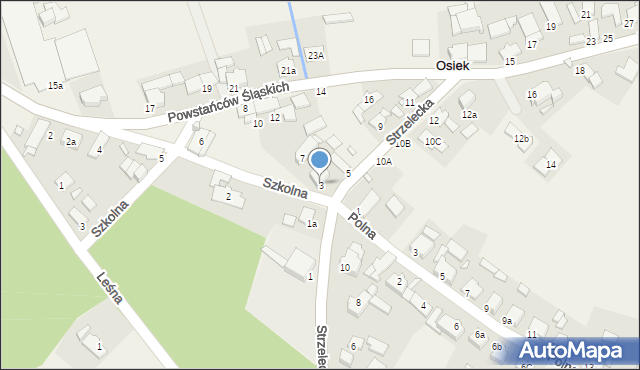 Osiek, Strzelecka, 3, mapa Osiek