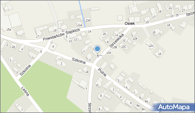 Osiek, Strzelecka, 5, mapa Osiek