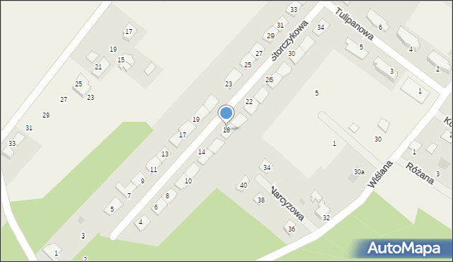 Osiek nad Wisłą, Storczykowa, 18, mapa Osiek nad Wisłą