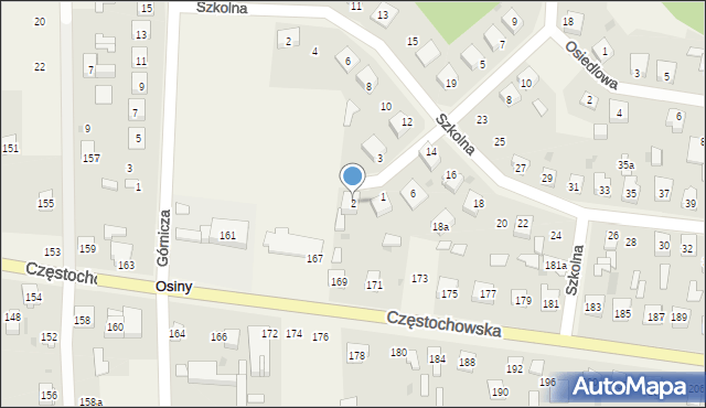 Osiny, Strażacka, 2, mapa Osiny