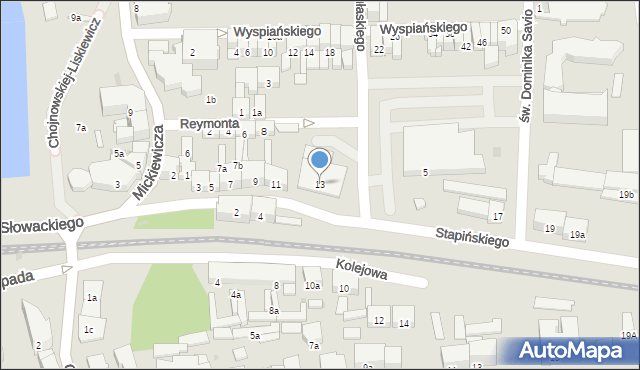 Ostróda, Stapińskiego Jana, 13, mapa Ostróda