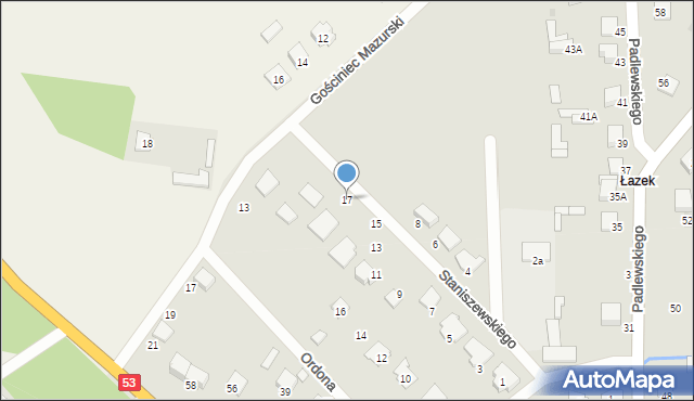 Ostrołęka, Staniszewskiego Ludwika, 17, mapa Ostrołęka