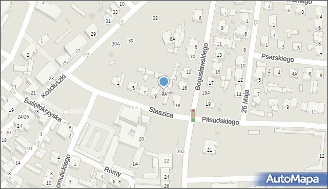 Ostrołęka, Staszica Stanisława, 9A, mapa Ostrołęka
