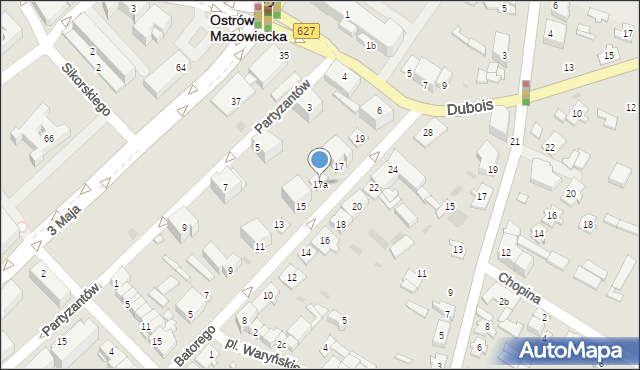 Ostrów Mazowiecka, Stefana Batorego, 17a, mapa Ostrów Mazowiecka