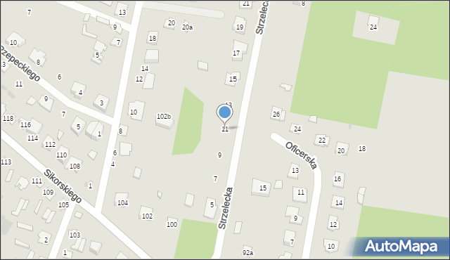 Ostrów Mazowiecka, Strzelecka, 11, mapa Ostrów Mazowiecka