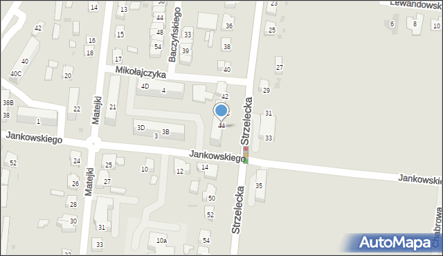 Ostrów Wielkopolski, Strzelecka, 44B, mapa Ostrów Wielkopolski