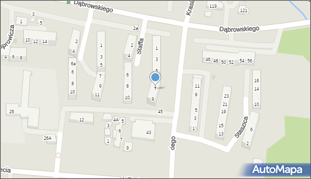 Oświęcim, Staffa Leopolda, 7, mapa Oświęcimia