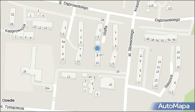 Oświęcim, Staffa Leopolda, 8, mapa Oświęcimia