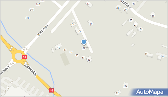 Oświęcim, Stefana Batorego, 29, mapa Oświęcimia