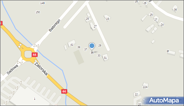 Oświęcim, Stefana Batorego, 35, mapa Oświęcimia