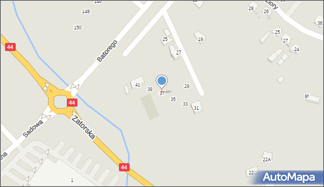 Oświęcim, Stefana Batorego, 37, mapa Oświęcimia