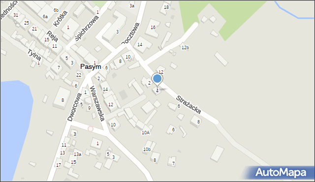 Pasym, Strażacka, 4, mapa Pasym