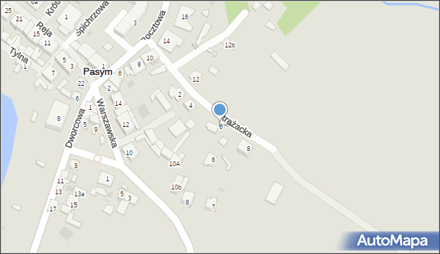 Pasym, Strażacka, 6, mapa Pasym