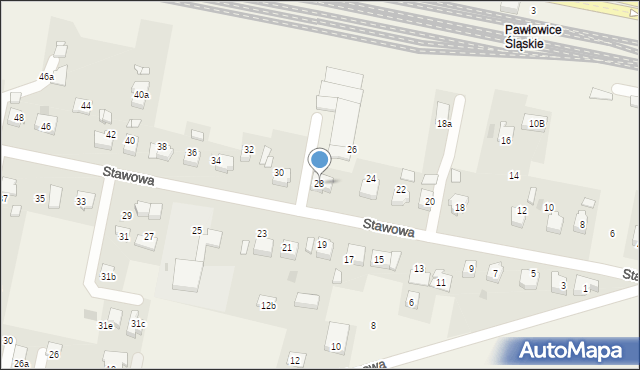 Pawłowice, Stawowa, 28, mapa Pawłowice