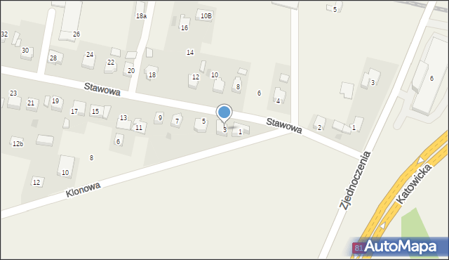 Pawłowice, Stawowa, 3, mapa Pawłowice