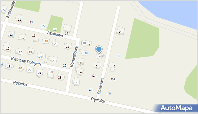 Pęcice, Stawowa, 7, mapa Pęcice