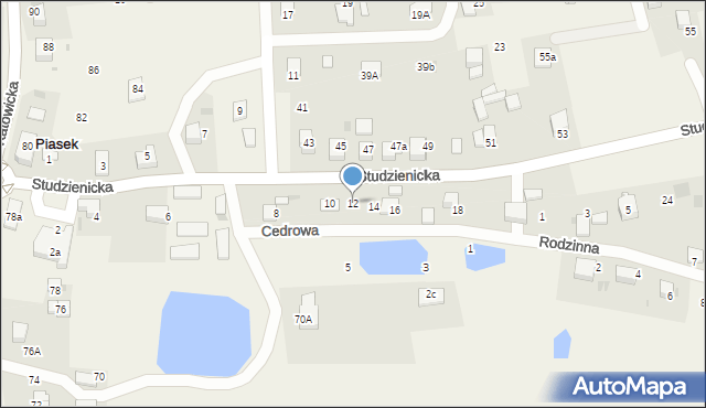 Piasek, Studzienicka, 12, mapa Piasek