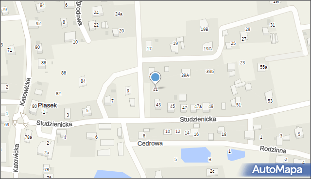 Piasek, Studzienicka, 41, mapa Piasek