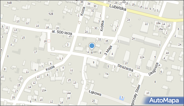 Piaski, Strażacka, 6, mapa Piaski