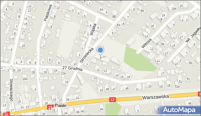 Piaski, Strzelecka, 4, mapa Piaski