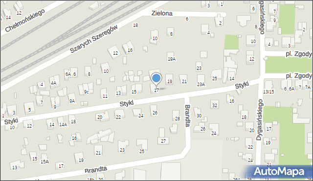 Piastów, Styki Jana, 17, mapa Piastów