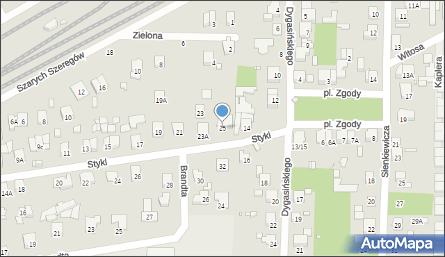Piastów, Styki Jana, 25, mapa Piastów