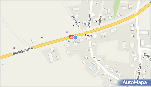 Piece, Starogardzka, 11, mapa Piece