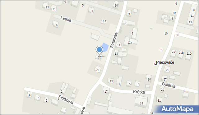 Piecowice, Stawowa, 20, mapa Piecowice