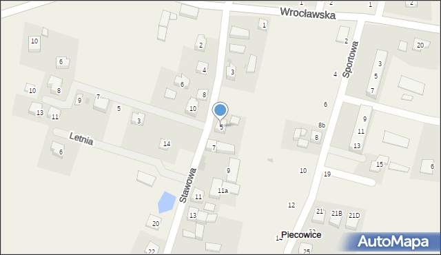 Piecowice, Stawowa, 5, mapa Piecowice