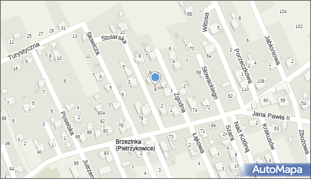 Pietrzykowice, Stolarska, 4, mapa Pietrzykowice