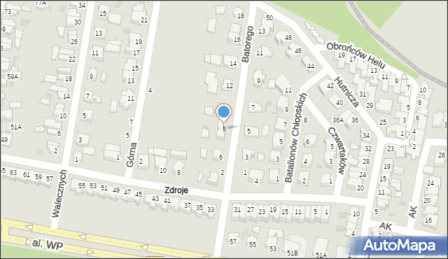 Piła, Stefana Batorego, 8, mapa Piły